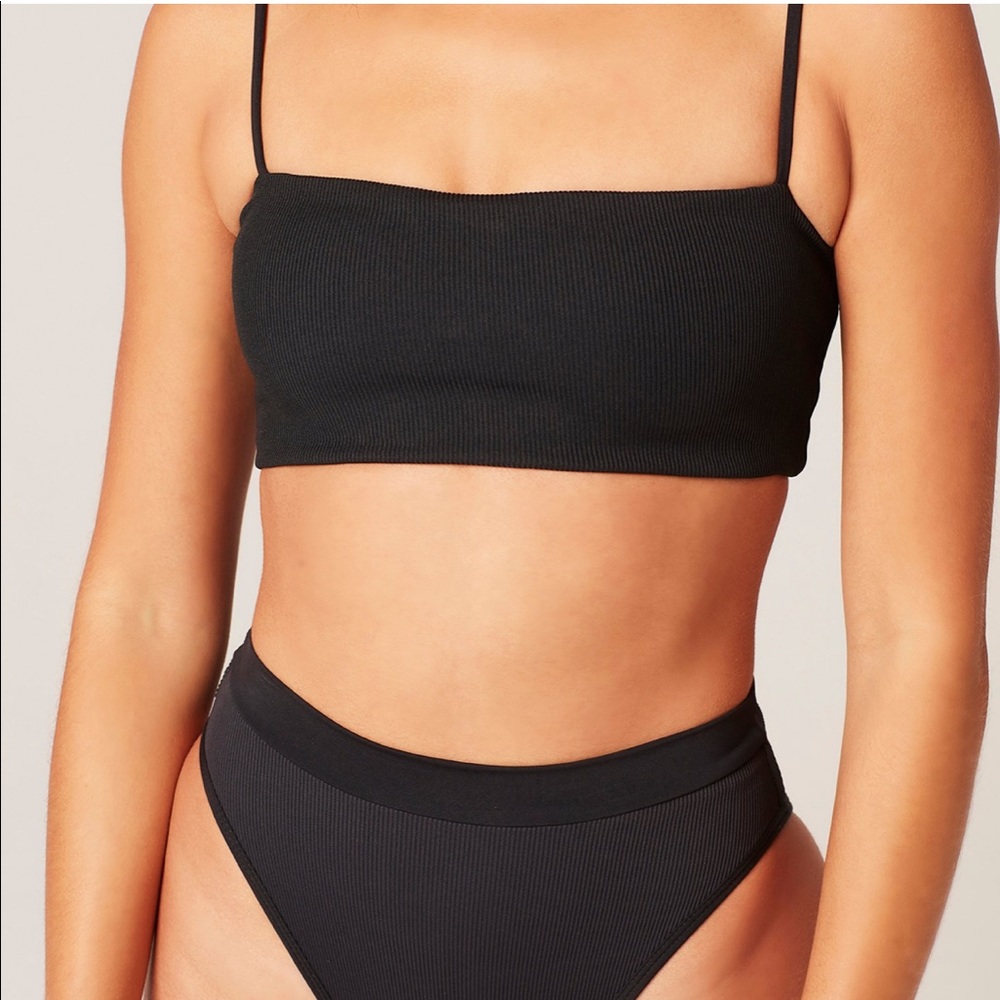 L space ribbed rebel bikini top